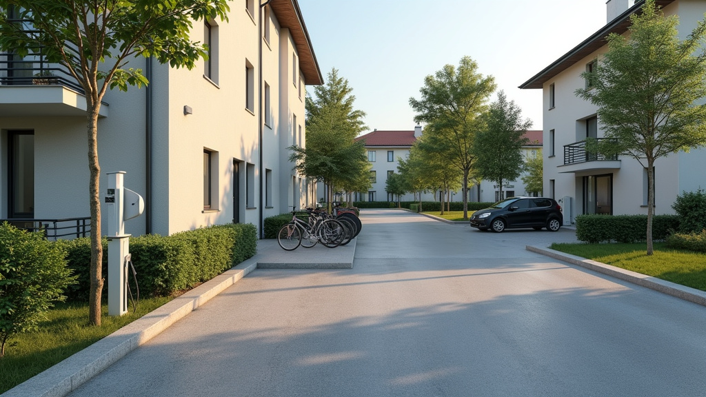 Borne de recharge partagée installée dans un parking de copropriété à Mazet-Saint-Voy