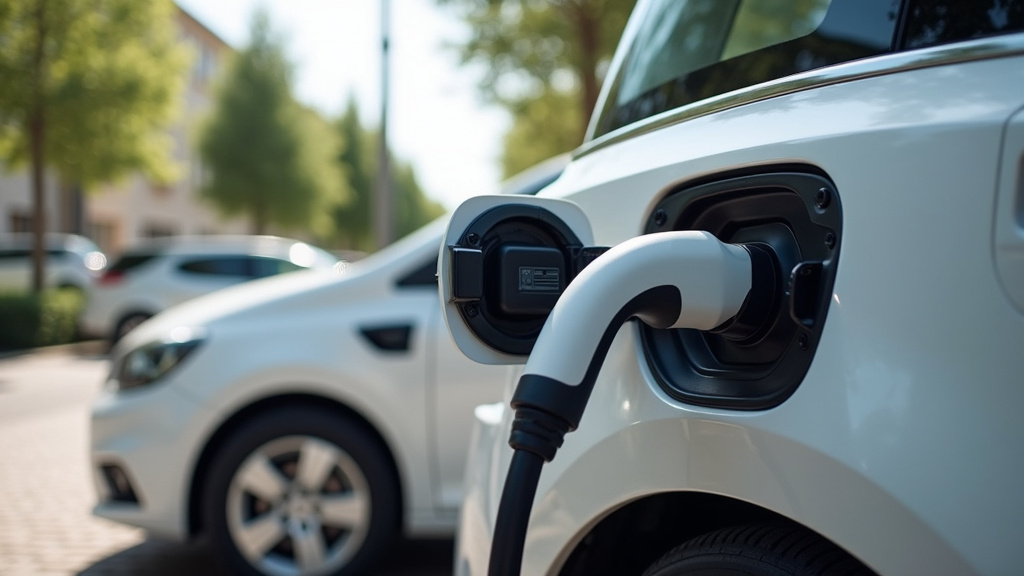 Borne de recharge pour véhicule électrique installée près d