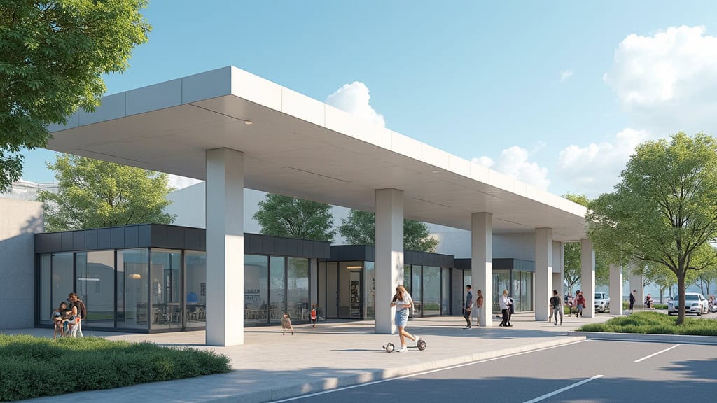 Borne de recharge publique dans une zone commerciale à Puget-sur-Argens