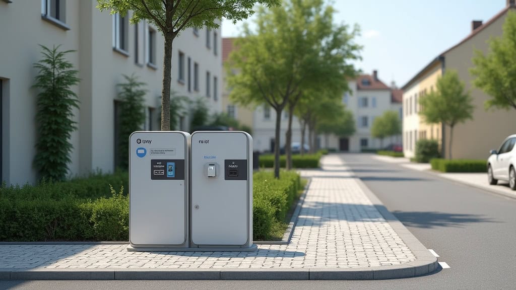 Borne de recharge publique équipée de deux prises T2S à Coligny