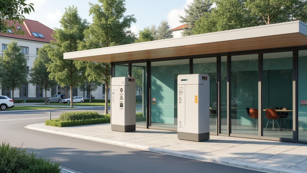 Borne de recharge publique installée en centre-ville de Vallon-Pont-d