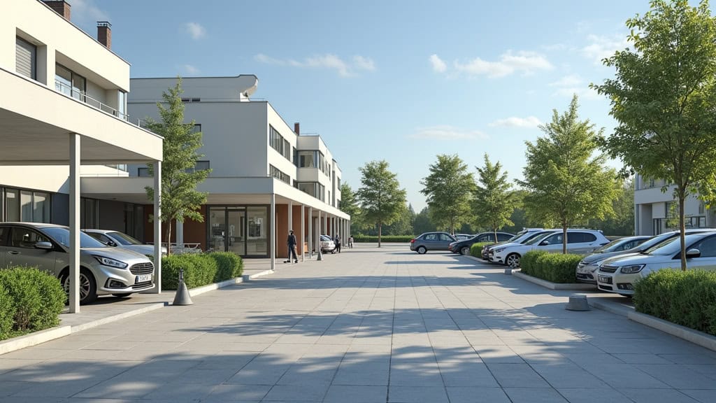 Borne de recharge publique installée sur un parking municipal à Naveil