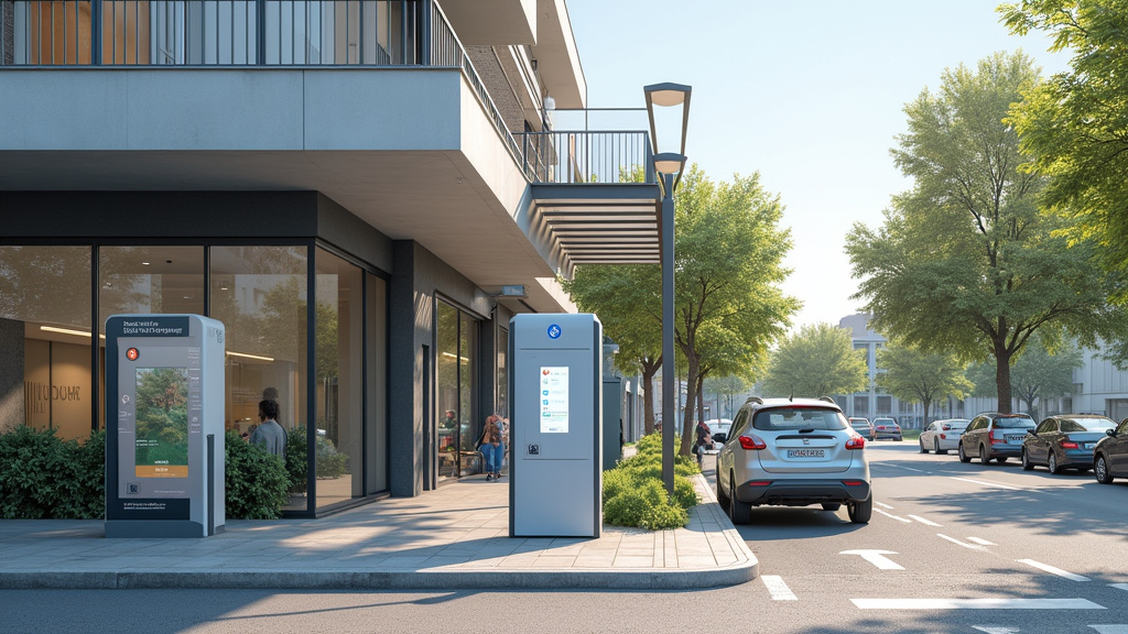 Borne de recharge publique située 42 rue du Maine à Saint-Ouën-des-Toits