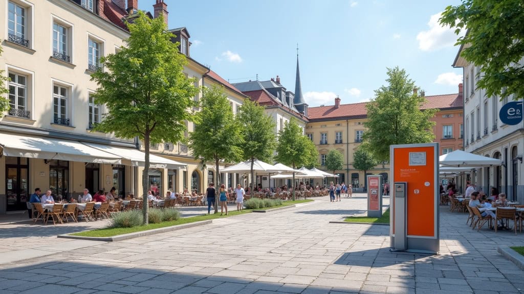 Borne de recharge publique située sur la Place des Fêtes à Niederhaslach