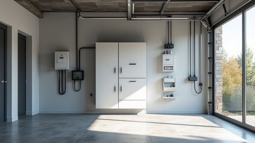 Borne électrique installée dans un garage à Mauléon avec tableau électrique visible