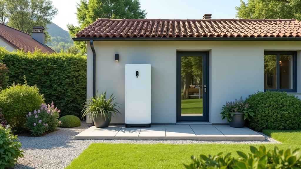 Borne électrique installée dans un jardin à Démouville