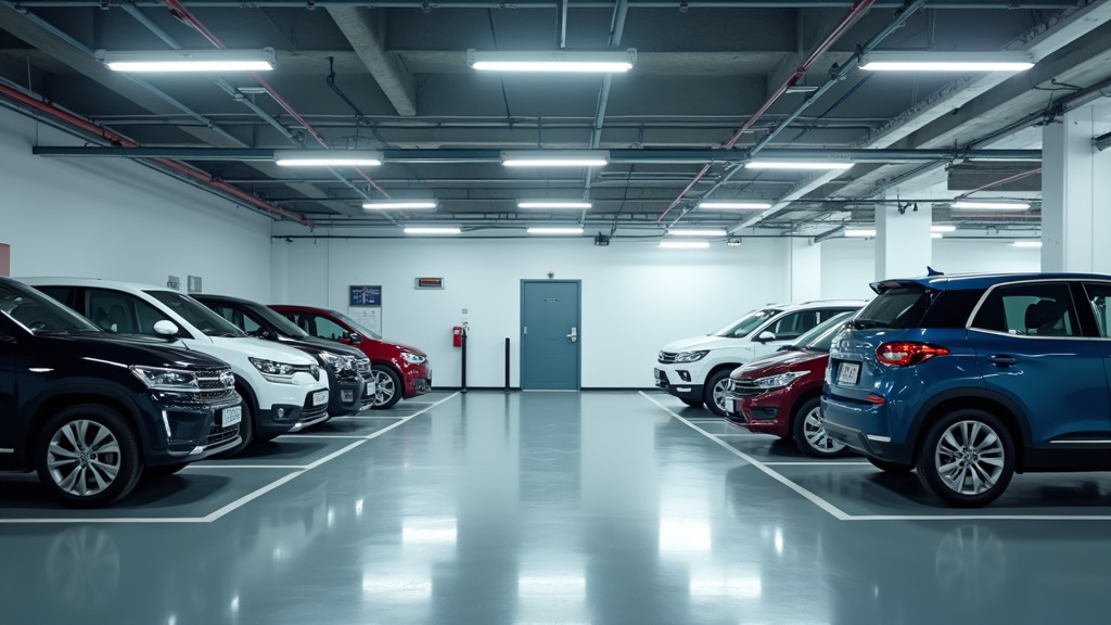 Borne électrique installée dans un parking d