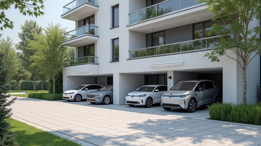 Borne électrique installée dans un parking de copropriété à Curgies