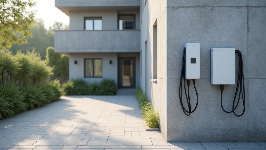 Borne électrique installée dans un parking de copropriété à Moyenmoutier