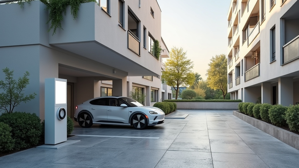 Borne électrique installée dans un parking de copropriété à Saint-Sulpice-sur-Risle