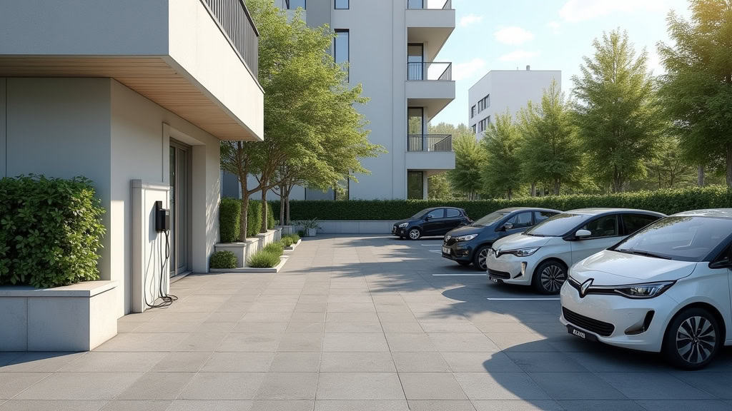 Borne électrique installée dans un parking de copropriété à Trélivan