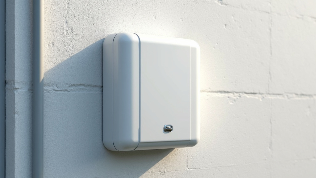Borne électrique installée en extérieur sur un mur extérieur à Étrœungt