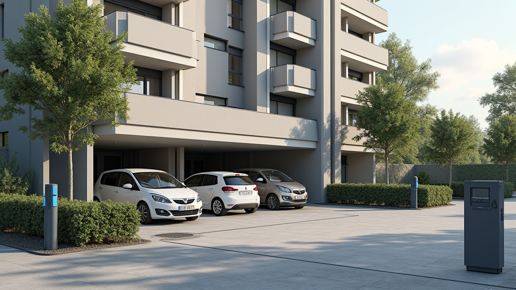 Borne électrique partagée dans un parking de copropriété à Goudargues