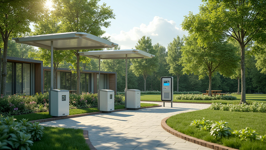 Bornes de recharge installées dans un parc d