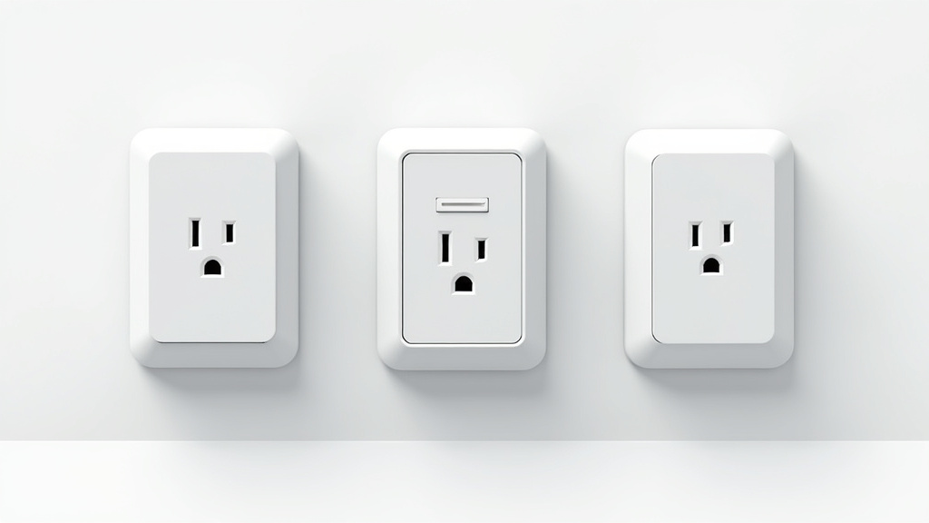Comparaison visuelle des différents types de bornes de recharge électrique : wallbox, prise renforcée et prise standard