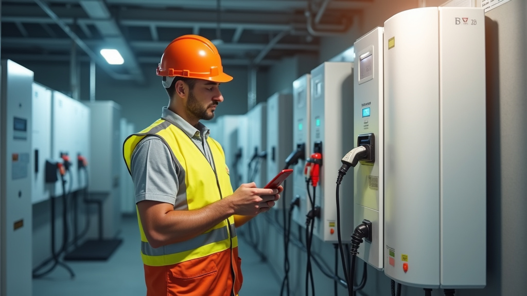 Électricien certifié IRVE en train d’installer une borne de recharge à Enval