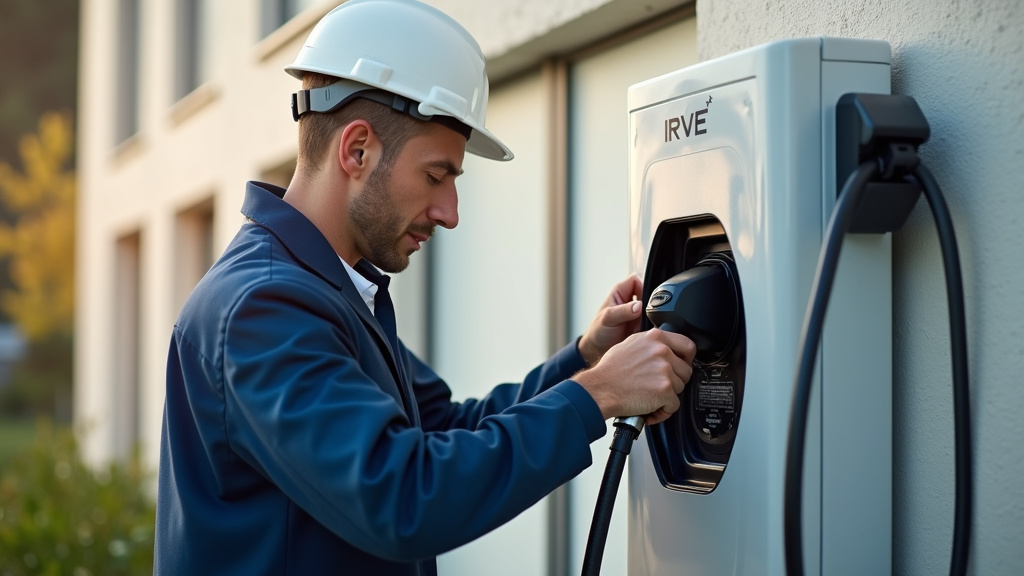 Électricien certifié IRVE installant une borne de recharge à Champagnole