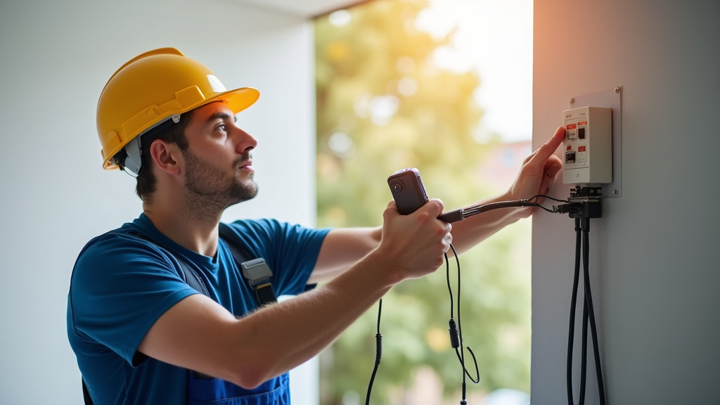 Électricien en intervention pour pose de borne électrique à Cheillé