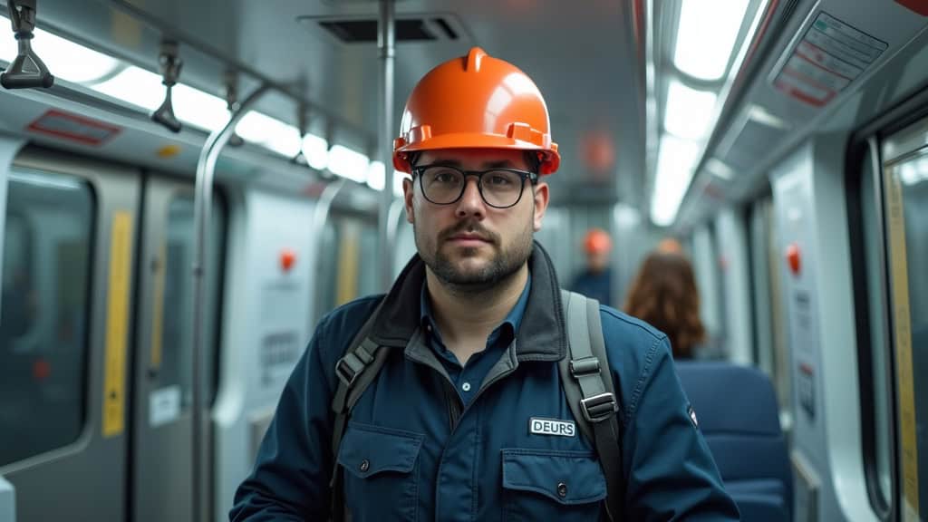 Electricien en train d