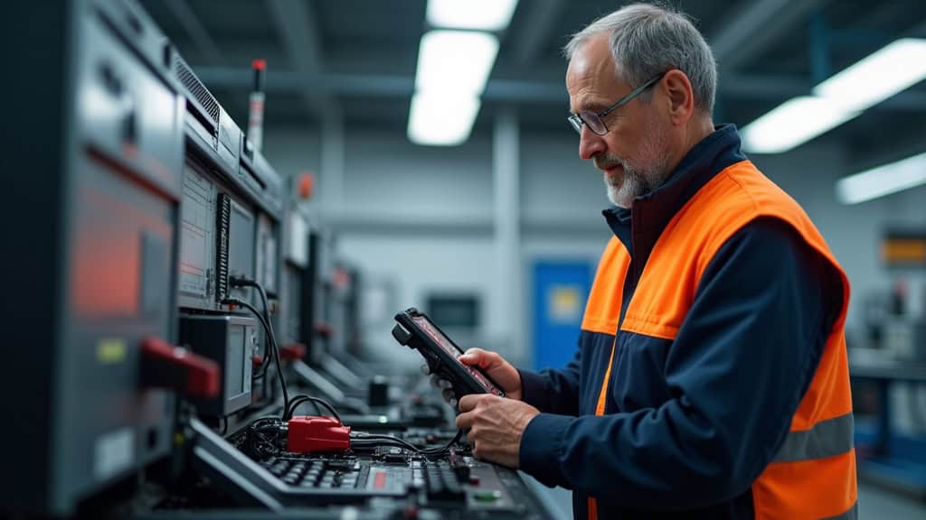 Électricien en train de réaliser un diagnostic technique pour l