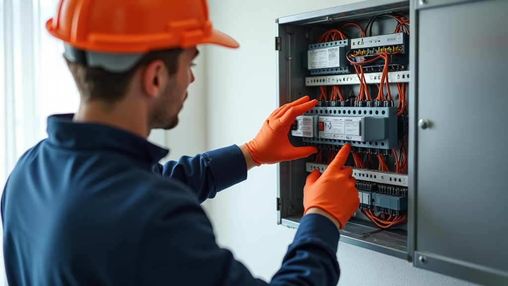 Électricien inspectant un tableau électrique à Vindelle pour installation de borne