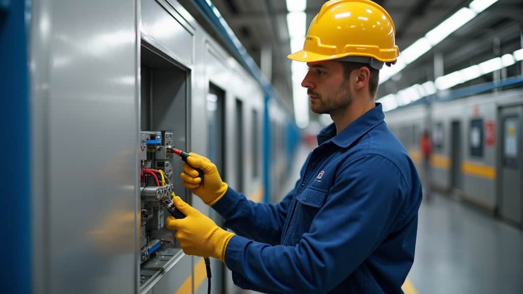 Électricien professionnel certifié IRVE en train d