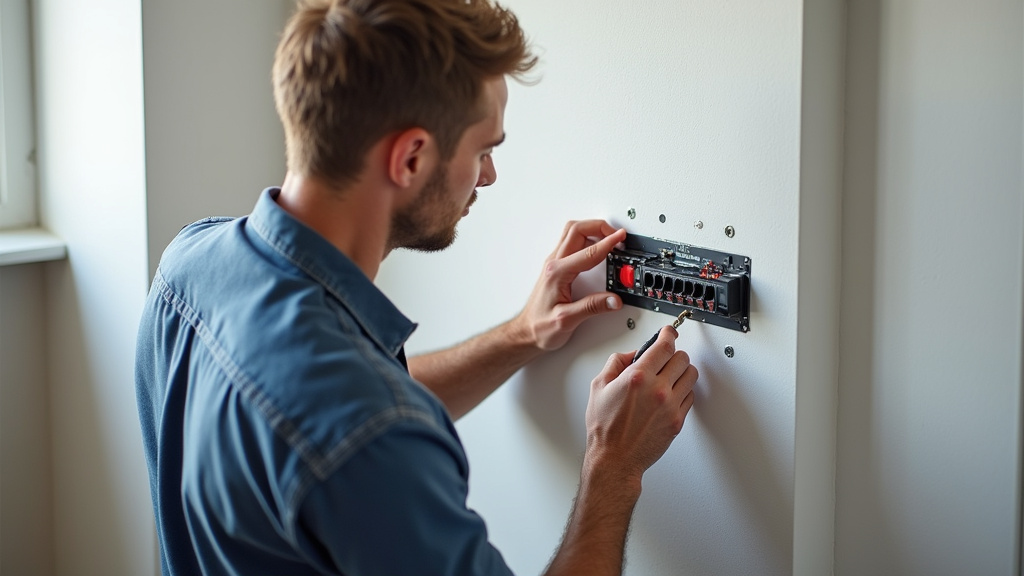 Électricien vérifiant un tableau électrique avant installation d