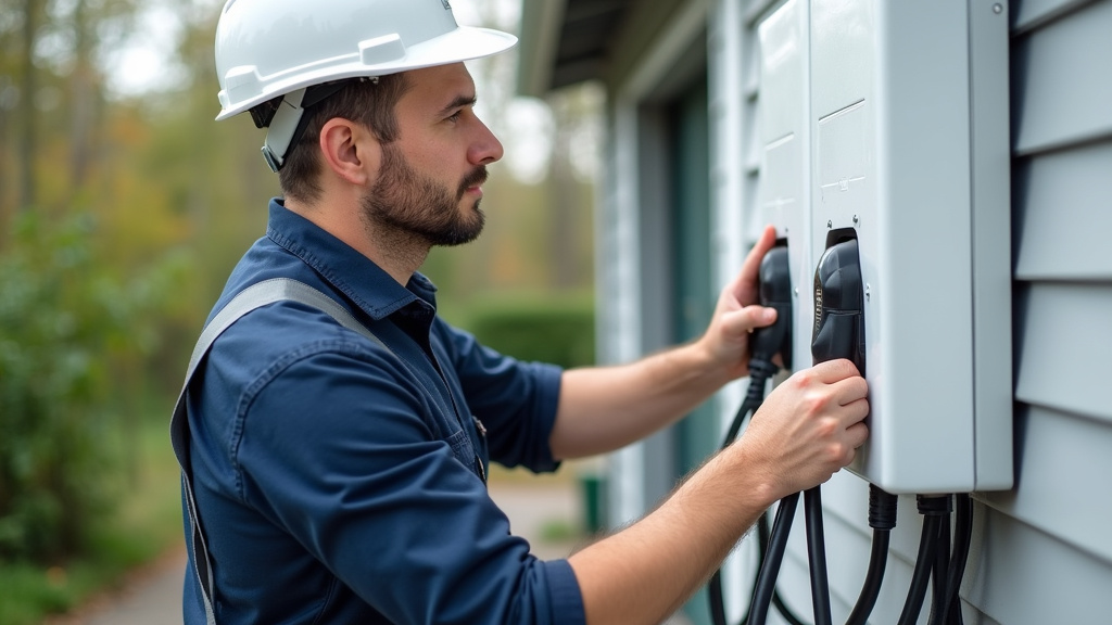Installateur certifié IRVE en train de poser une borne de recharge électrique à Pannecé