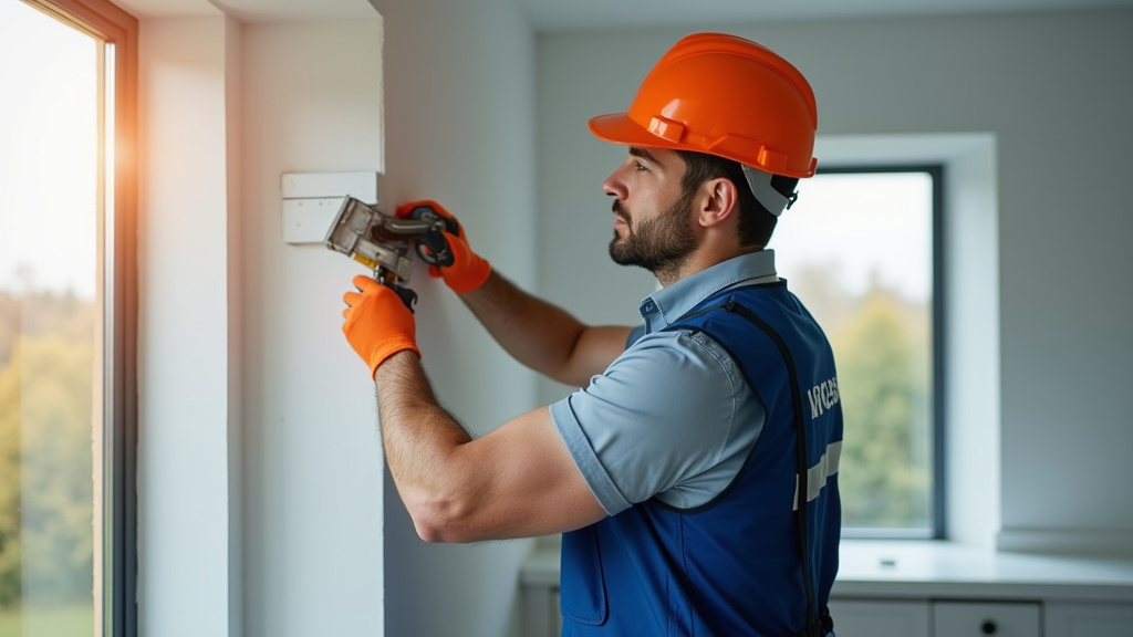 Installateur certifié IRVE en train d’installer une borne à Châteaubourg