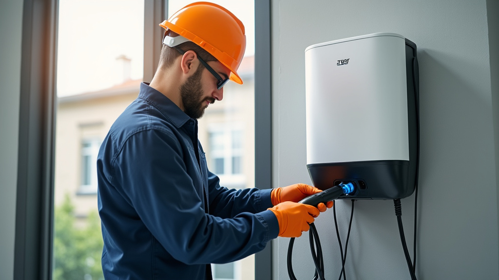 Intervention d’un électricien lors de l’installation d’une borne de recharge à Anse