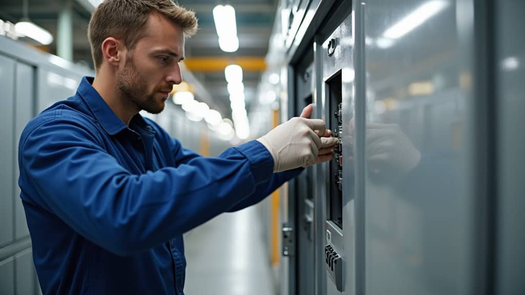 Maintenance d’une borne électrique à Cornebarrieu par un technicien