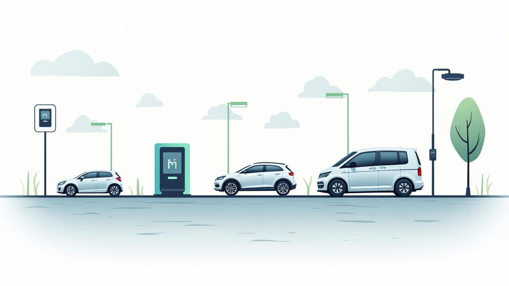 Schéma des différentes puissances de borne de recharge pour véhicules électriques à Millau