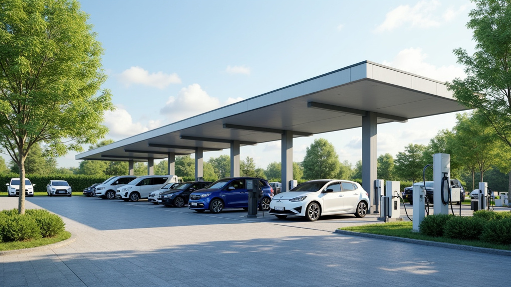 Station de recharge électrique publique à Moissy-Cramayel avec plusieurs véhicules en attente