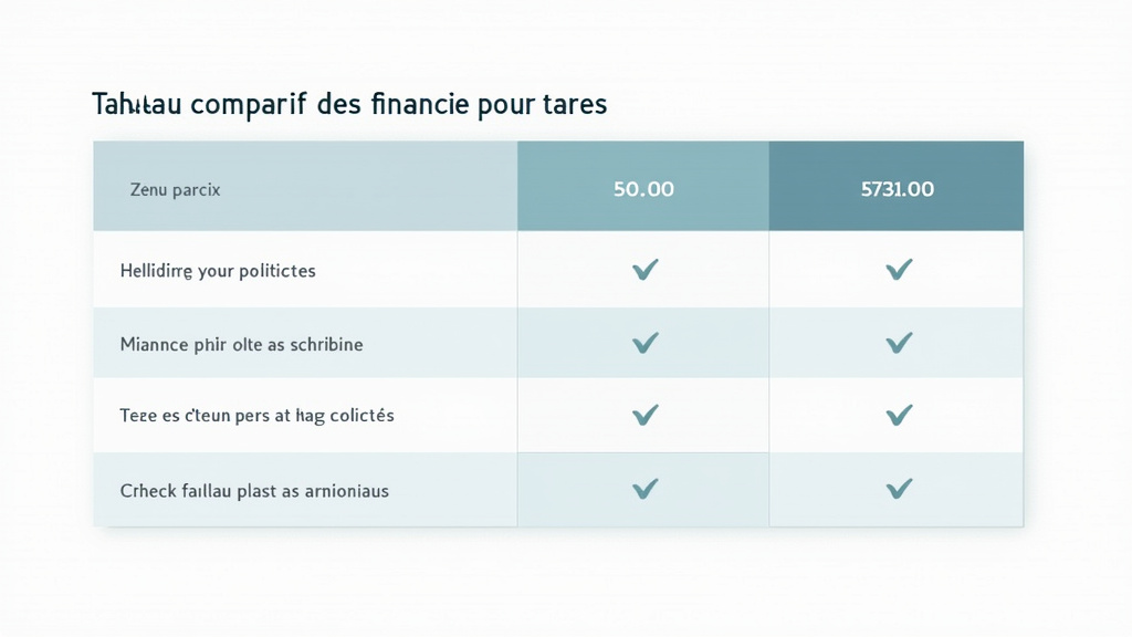 Tableau comparatif des aides financières pour l