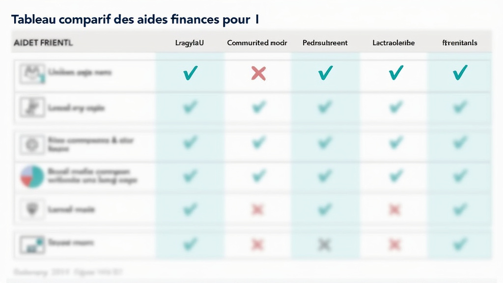 Tableau comparatif des aides financières pour l
