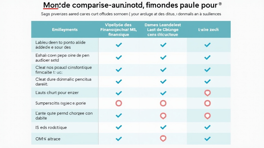 Tableau comparatif des aides financières pour l