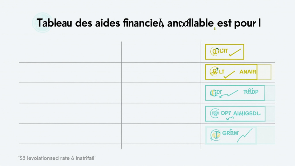Tableau des aides financières disponibles pour l