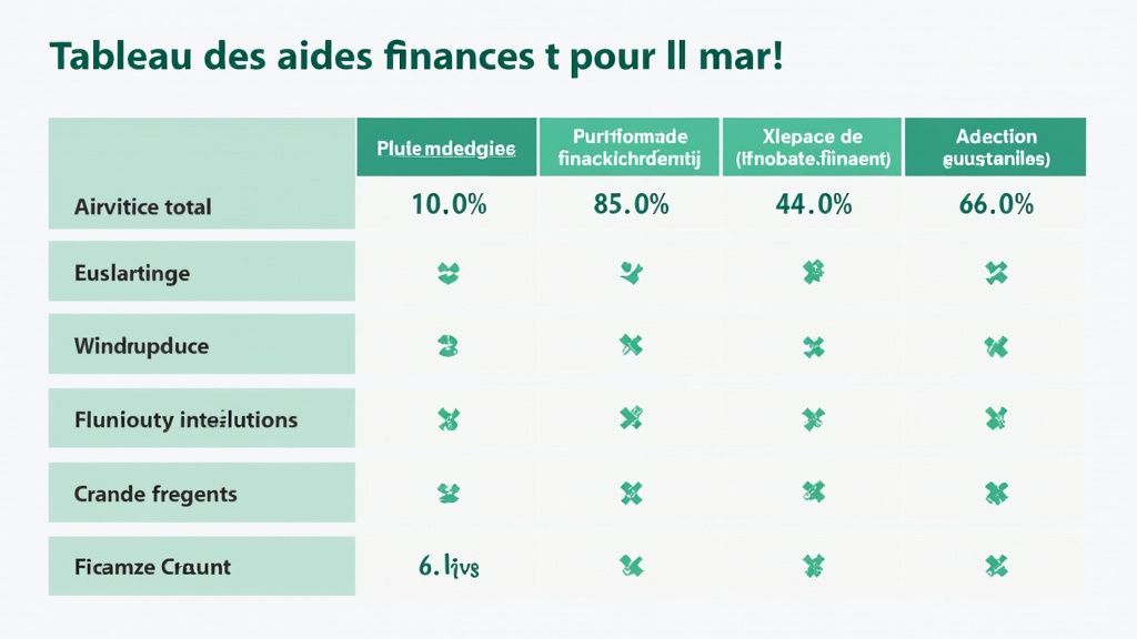 Tableau des aides financières pour l