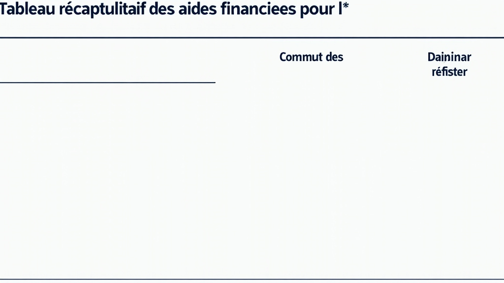 Tableau récapitulatif des aides financières pour l