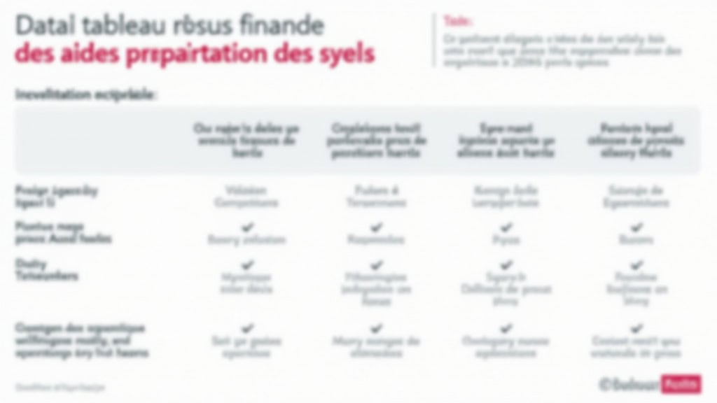 Tableau récapitulatif des aides financières pour l