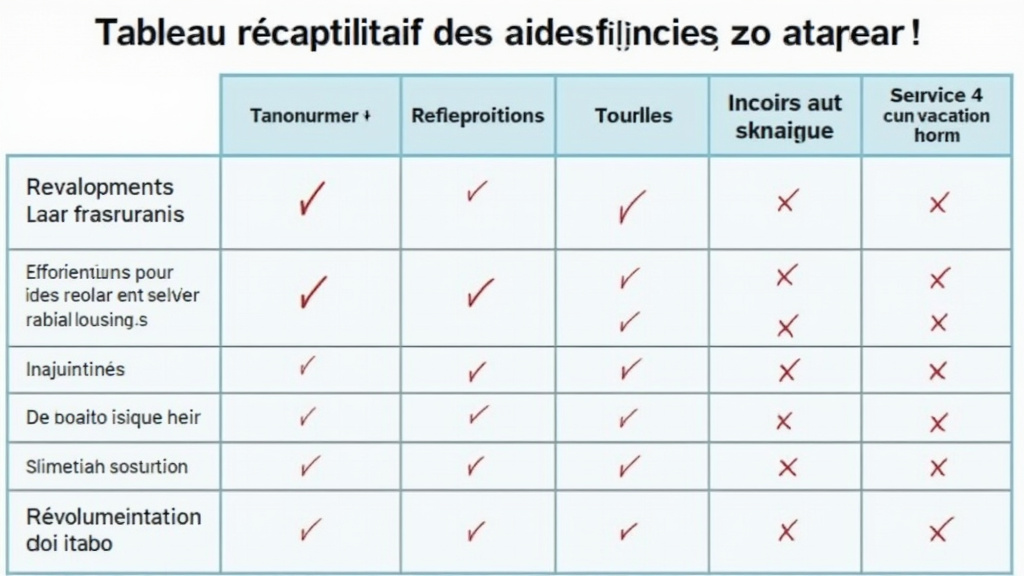 Tableau récapitulatif des aides financières pour l