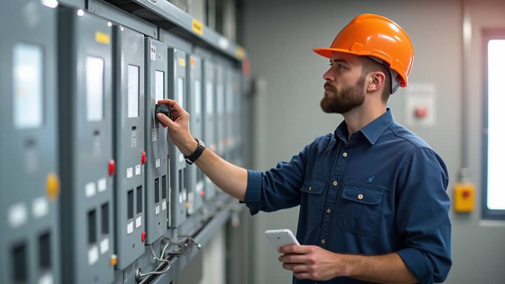 Technicien certifié IRVE en train de vérifier le tableau électrique d
