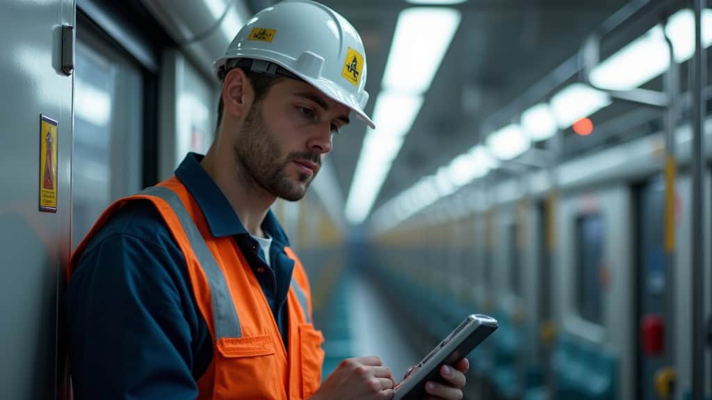 Technicien en train d