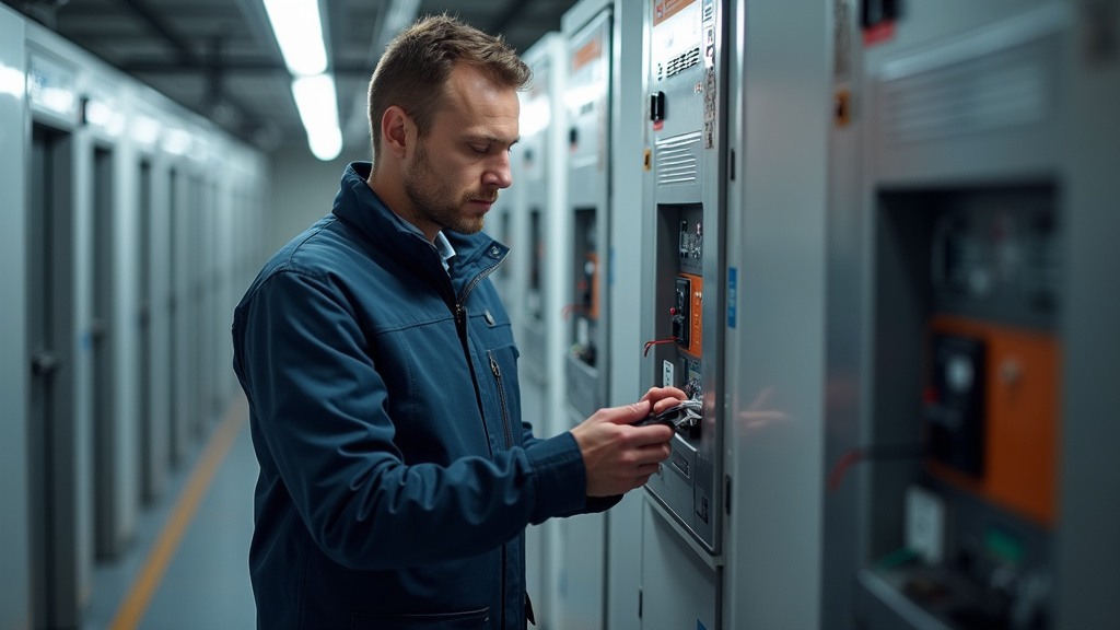 Technicien en train de réaliser un audit électrique pour l