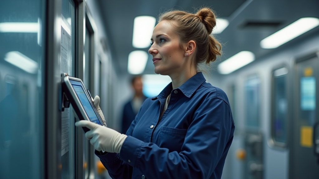 Technicien en train de vérifier l