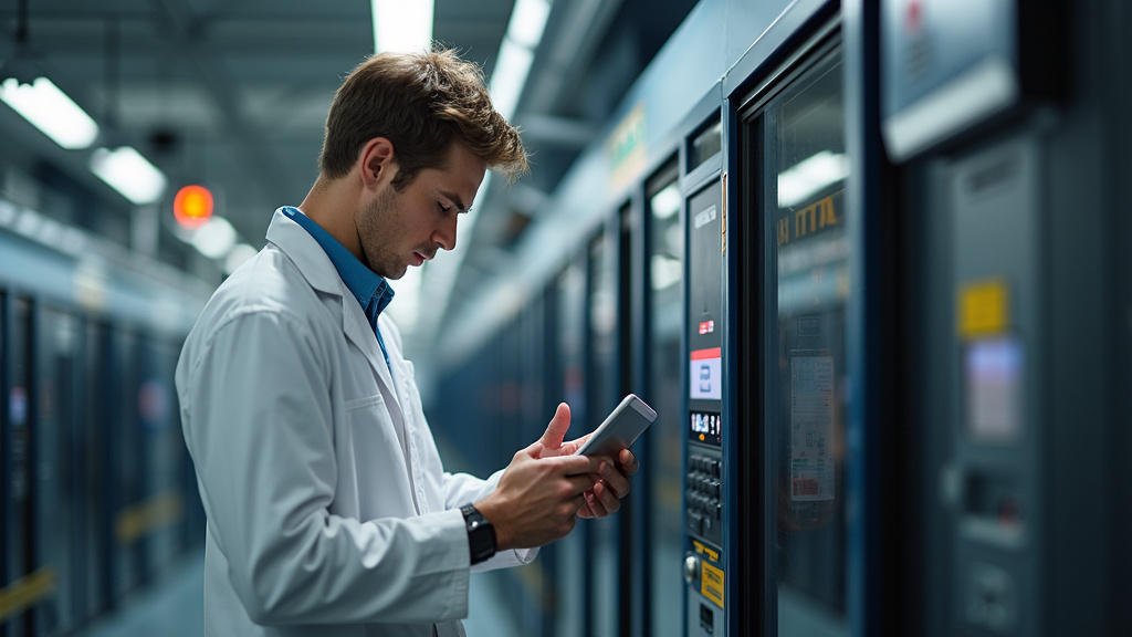 Technicien en train de vérifier le bon fonctionnement d