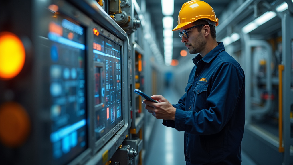 Technicien en train de vérifier le bon fonctionnement d