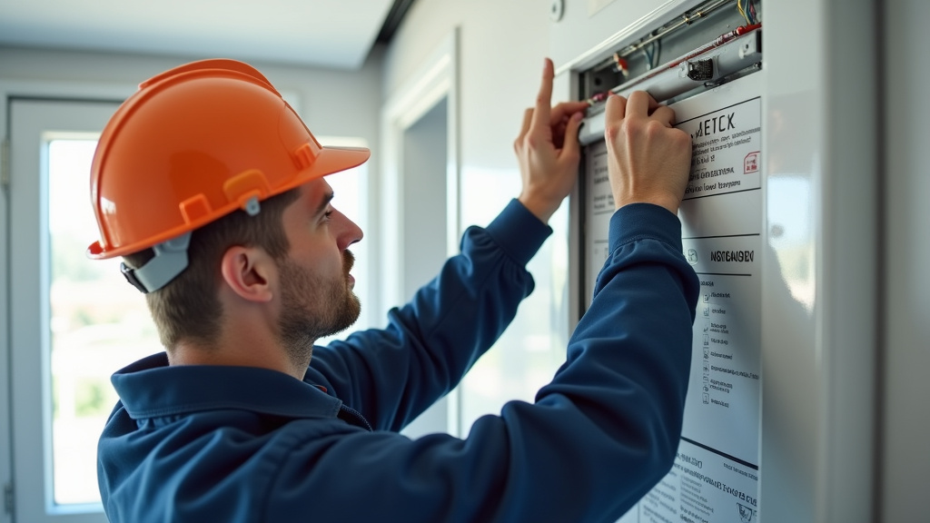 Technicien en train de vérifier le tableau électrique avant installation d