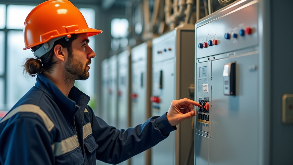 Technicien en train de vérifier un tableau électrique à Démouville