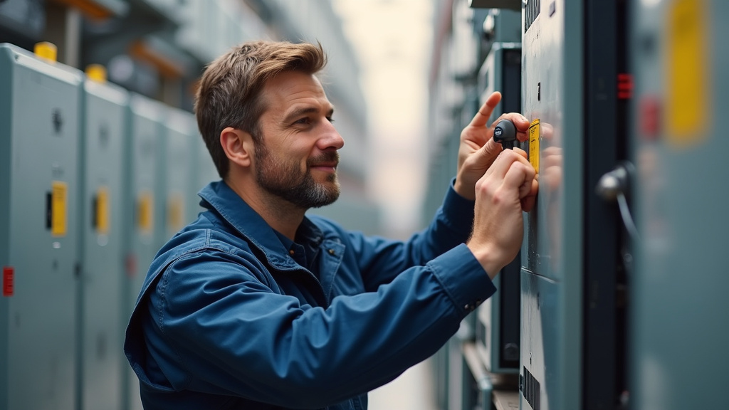 Technicien en train d’installer une borne électrique à Canet-en-Roussillon